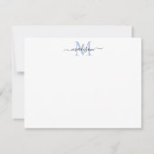 Stijlvolle elegante Girly Script Dusty Blue Monogr Notitiekaartje (Voorkant)