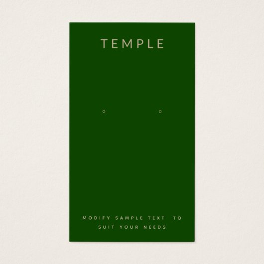 Stijlvolle, elegante Green Earring Display Card Visitekaartje (Voorkant)