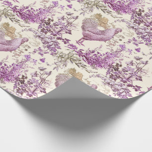 Stijlvolle Elegante  Haan Paarse Bloemen Cadeaupapier