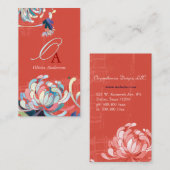 Stijlvolle elegante monogram rood visitekaartje (Voorkant / Achterkant)