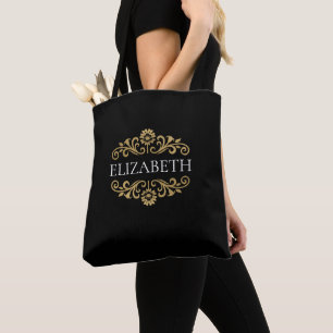 Stijlvolle Elegante Monogram Zwarte Goud Draagtas