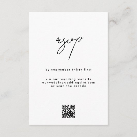 Stijlvolle Elegante QRCODE Zwart Wit Bruiloft Webs RSVP Kaartje (Voorkant)