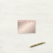 Stijlvolle, elegante Roos Gold Glitter-schijven Post-it® Notes (Op bureau)