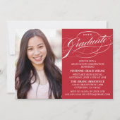 STIJLVOLLE ELEGANTE SCRIPT AFSTUDEREN PARTY INVITA KAART (Voorkant)