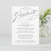 STIJLVOLLE ELEGANTE SCRIPT AFSTUDEREN PARTY INVITA KAART (Staand voorkant)