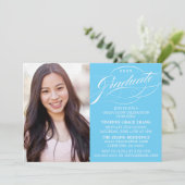 STIJLVOLLE ELEGANTE SCRIPT AFSTUDEREN PARTY INVITA KAART (Staand voorkant)