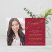 STIJLVOLLE ELEGANTE SCRIPT AFSTUDEREN PARTY INVITA KAART (Staand voorkant)