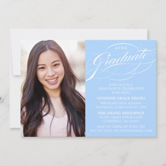 STIJLVOLLE ELEGANTE SCRIPT AFSTUDEREN PARTY INVITA KAART (Voorkant)