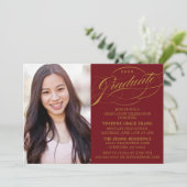 STIJLVOLLE ELEGANTE SCRIPT AFSTUDEREN PARTY INVITA KAART (Staand voorkant)