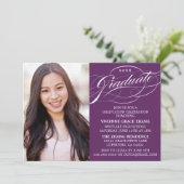 STIJLVOLLE ELEGANTE SCRIPT AFSTUDEREN PARTY INVITA KAART (Staand voorkant)