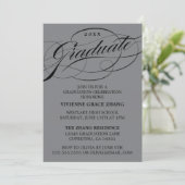 STIJLVOLLE ELEGANTE SCRIPT AFSTUDEREN PARTY INVITA KAART (Staand voorkant)