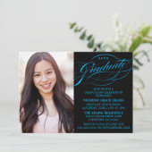 STIJLVOLLE ELEGANTE SCRIPT AFSTUDEREN PARTY INVITA KAART (Staand voorkant)