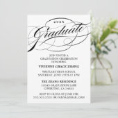 STIJLVOLLE ELEGANTE SCRIPT AFSTUDEREN PARTY INVITA KAART (Staand voorkant)