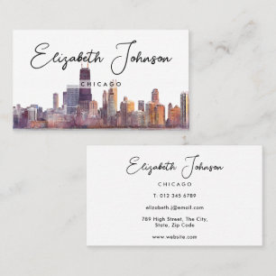 Stijlvolle elegante script Chicago skyline Visitekaartje