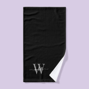 Stijlvolle Elegante Script Zwarte Grijze Monogram Handdoek