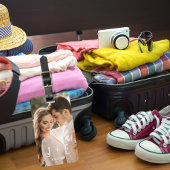 Stijlvolle elegante trouwfoto bagagelabel