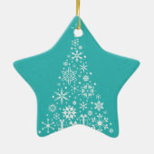 Stijlvolle elegante witte en blauwgroen kerstboom keramisch ornament (Achterkant)