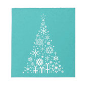 Stijlvolle elegante witte en blauwgroen kerstboom notitieblok (Voorkant)