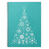 Stijlvolle elegante witte en blauwgroen kerstboom notitieboek (Voorkant)