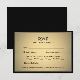 Stijlvolle Elegante Zwarte en Gouden met Maaltijd  RSVP Kaartje