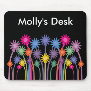 Stijlvolle en brede symmetrische bloemen Mousepad Muismat