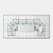 Stijlvolle en functionele Blauwdruk Desk Mat (Keyboard & Muis)