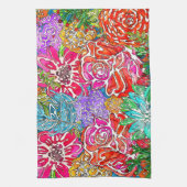 Stijlvolle en kleurrijke bloemen keukenhanddoek (Verticaal)