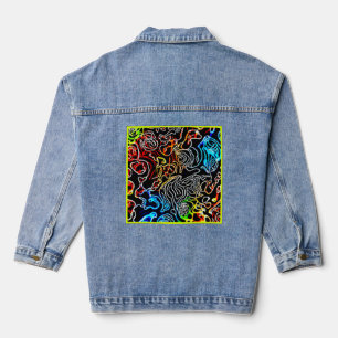 Stijlvolle en kleurrijke neonpatronen denim jacket