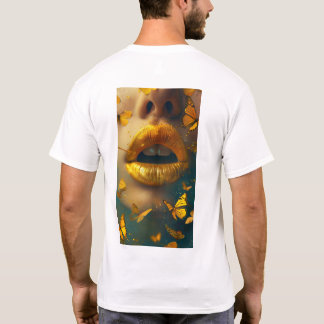 Stijlvolle en levendige gele lippen grafisch T-shi T-shirt