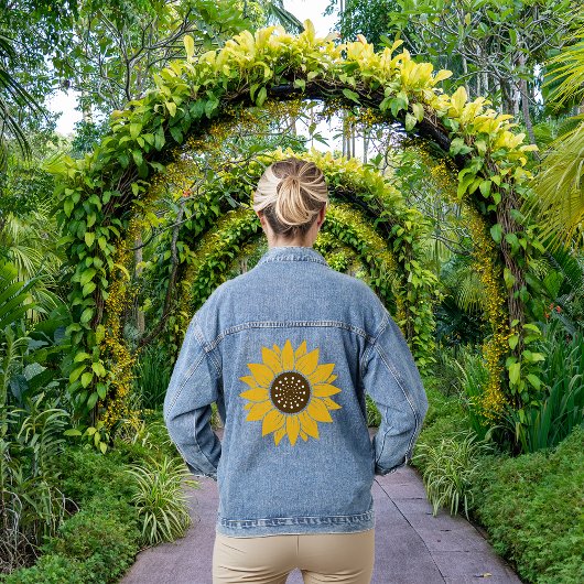 Stijlvolle en levendige zonnebloem denim jacket