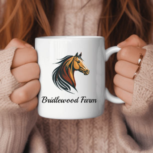 Stijlvolle en moderne bruine paardenkop koffiemok