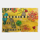 Stijlvolle en trendy vogel en bloemen keukenhanddo theedoek (Horizontaal)