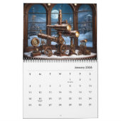 Stijlvolle esthetische retro Cool Cogs Gears Steam Kalender (Jan 2026)