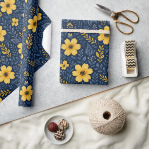 Stijlvolle Ethische Mediterrane Bloem Kunstpatroon Cadeaupapier