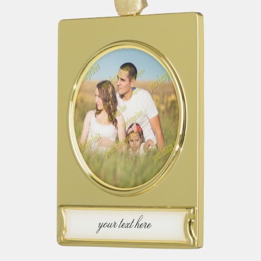 Stijlvolle Fab Photo Collage Cool Family Verguld Banner Ornament (Links)