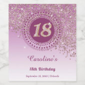 Stijlvolle Falling Roos Gold Glitter 18e verjaarda Wijn Etiket (Enkel label)