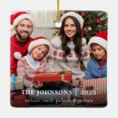 Stijlvolle familiefoto Kerstmis Keramisch Ornament (Achterkant)