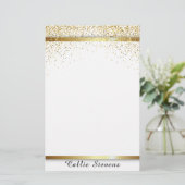 Stijlvolle Fancy Chic Gold Glitter Stripes on Whit Briefpapier (Staand voorkant)