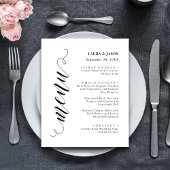 Stijlvolle Fancy Script Wedding Menu Kaart voor Bo
