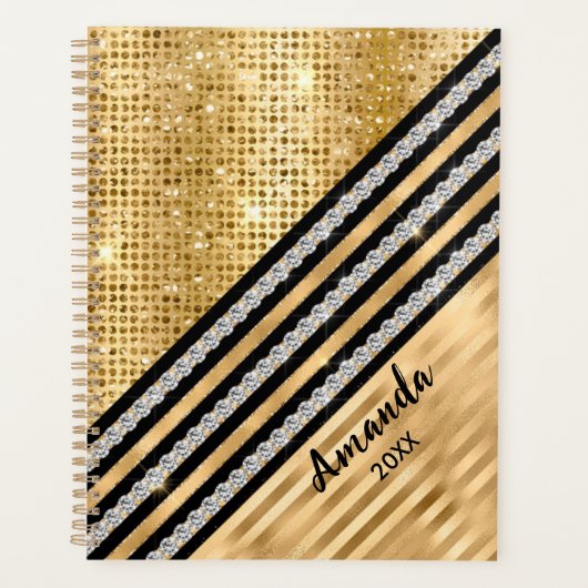 Stijlvolle faux Crystal en Gold glitter Persoonlij Planner (Voorkant)