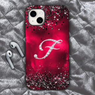 Stijlvolle faux Crystal strass letter F rood zwart