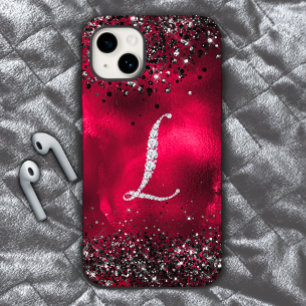 Stijlvolle faux Crystal strass letter L rood zwart