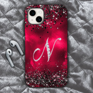 Stijlvolle faux Crystal strass letter N rood zwart