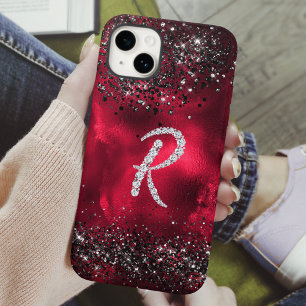 Stijlvolle faux Crystal strass letter R rood zwart