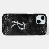 Stijlvolle faux Crystal strass letter R zwart Case-Mate iPhone Case (Achterkant (horizontaal))