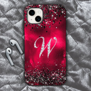 Stijlvolle faux Crystal strass letter W rood zwart