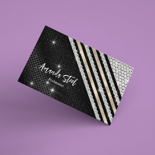 Stijlvolle faux Crystal zilver en zwart gepersonal Magnetisch Visitekaartje