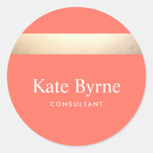 Stijlvolle Faux Gold Folie Streep Modern Koraal Si Ronde Sticker