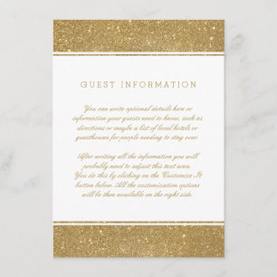 Stijlvolle Faux Gold Glitter Wedding Insert Kaart