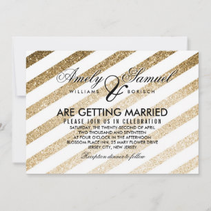Stijlvolle Faux Gold Glitter Wedding Invitation Kaart